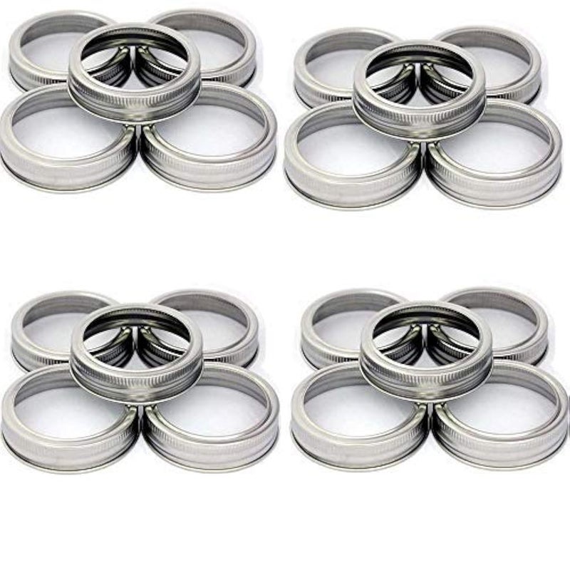 SUCOHANS Mason Jar Replacement Rings or Durable & Rustproof Tinplate Metal Bands/Rings for Mason Jar, Canning Jars,Storage (Set of 20 wide mouth) - Image 1